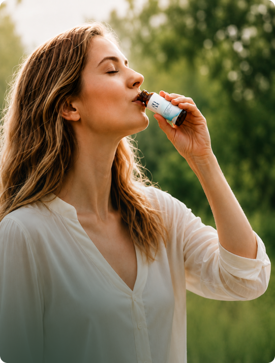 Frau mit Pure Balance Shot